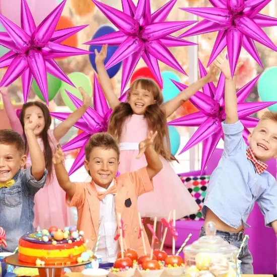 72 PCS Star Foil Balloons(Hot Pink Star Cones, 26 Inch) {4}