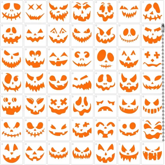 50 Pcs Halloween Pumpkins Carving Stencils(Halloween Style) {6}