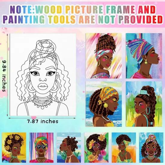 10 Pcs Afro Queen Pre Drawn Canvas - 8 x 10 Inch {2}