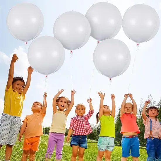 6 Pcs White Foil Mylar Balloons(white) {5}