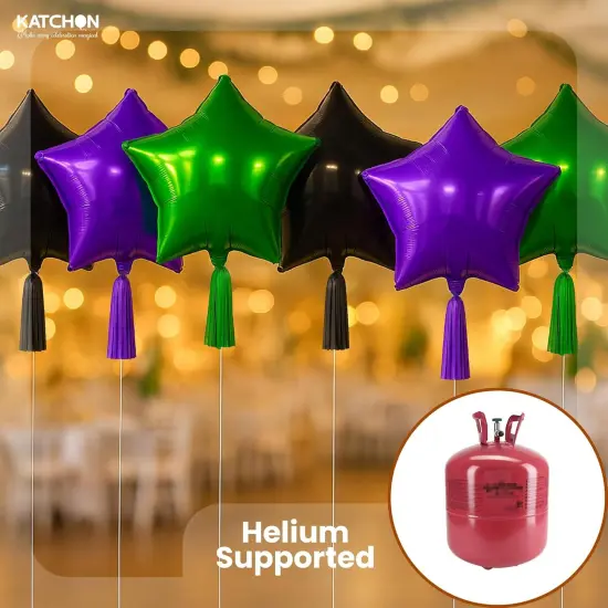 Purple Green and Black Star Balloons Foil(Purple, Green & Black) {3}