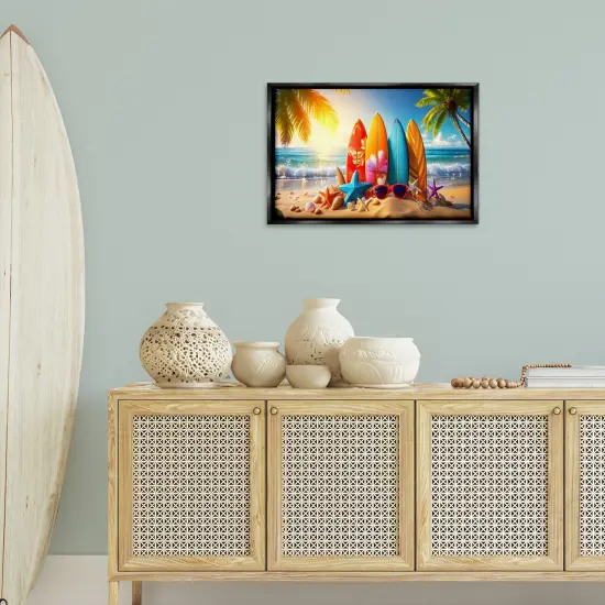 Stupell Industries Tropical Surf & Turf Floater Framed Canvas Wall Art Design by Alina Georgescu {2}