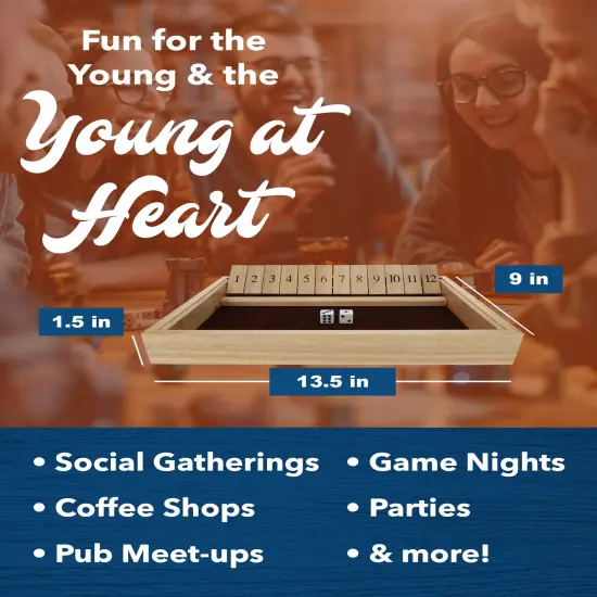 WE Games 12 Number Shut the Box Board Game, Natural Wood, 13.5 in. {4}