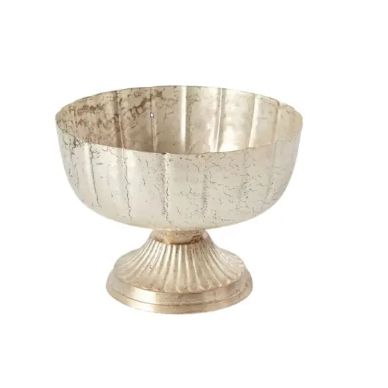 7.75" Champagne Metal Compote Bowl – Pedestal Floral Vase for Wedding Centerpieces & Home Decor-72010-61 {1}
