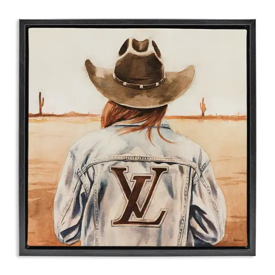 Stupell Industries Desert Cowgirl Fashion Brand Floater Framed Canvas Wall Art Design by Amanda Greenwood {1}