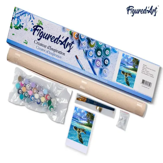 Figured'Art Paint by Numbers for Adults Relaxing Turtle 16"x20" - Craft Art Painting DIY Kit Rolled Canvas without frame {5}