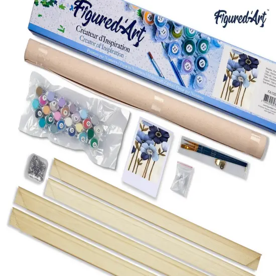 Figured'Art Paint by Numbers Kit for Adults Orchid 16"x20" - Craft Art Painting Rolled Canvas with DIY wooden frame {5}