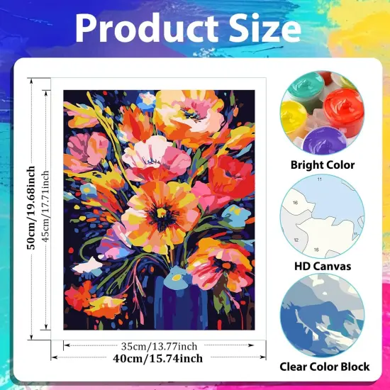 Flowers Paint by Numbers Kit for Adults, Paint by Number Abstract Flowers, Paint by Numbers Kit for Adults Beginner for Gift and Home Wall Decor {2}