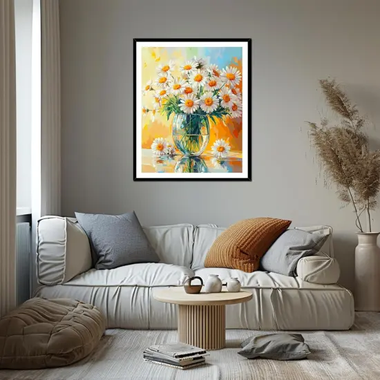 Daisy Flowers in a Vase Paint by Number Kits for Adults, White Floral Paint by Numbers for Beginners, Beautiful Flower Acrylic Paints Oil Painting {4}