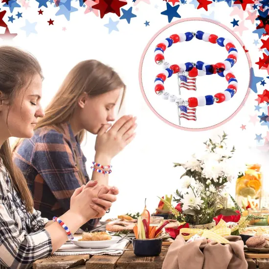 1029 Pcs 30 Sets Independence Day Beaded Bracelet Kit(Red White Blue) {5}