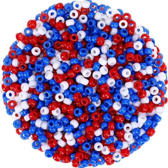 1200 Pcs 6mm Red White Blue Plastic Beads {4}