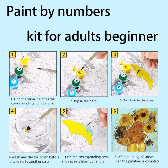 Paint by Numbers for Adults and Beginner, 4 Pack Van Gogh Starry Night, Without Frame DIY Oil Painting Acrylic Paints, Home Wall Decor Gift (16x19inch) {5}