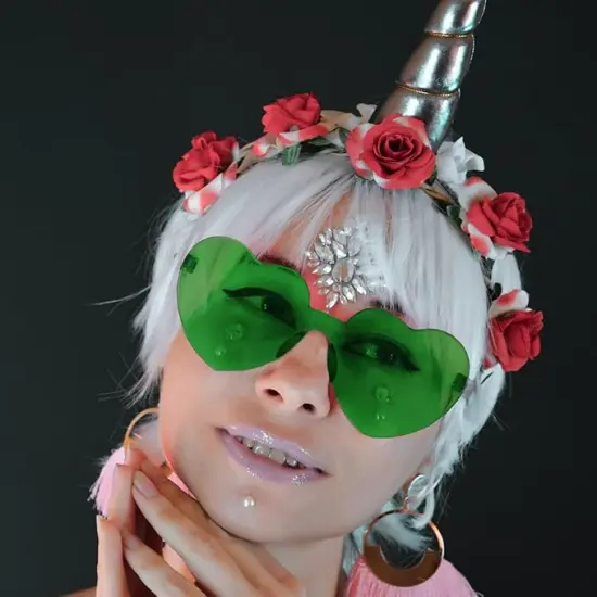 4E's Novelty Set of 2 Green Sunglasses for Adults, Shamrock & Heart Shaped, St Patricks Day Glasses for Women & Men Party Outfit Accessories {5}