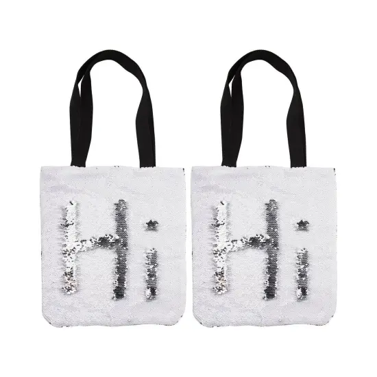 Craft Express 2 Pack Sequin Double-Layer Tote Bags &ndash; White & Silver Sublimation Blanksblimation {1}