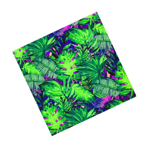 Mixed Palm Leaves Fluorescent Ground Printed Spandex Fabric {6}