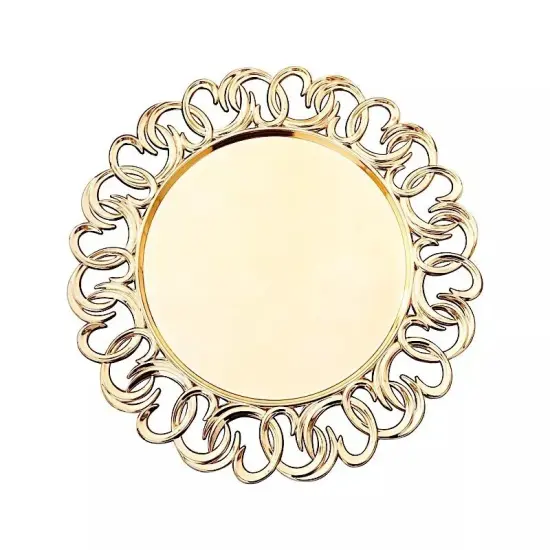 6 Metallic Gold 13" Round Plastic CHARGER PLATES Entwined Swirl Rim Party Events {1}