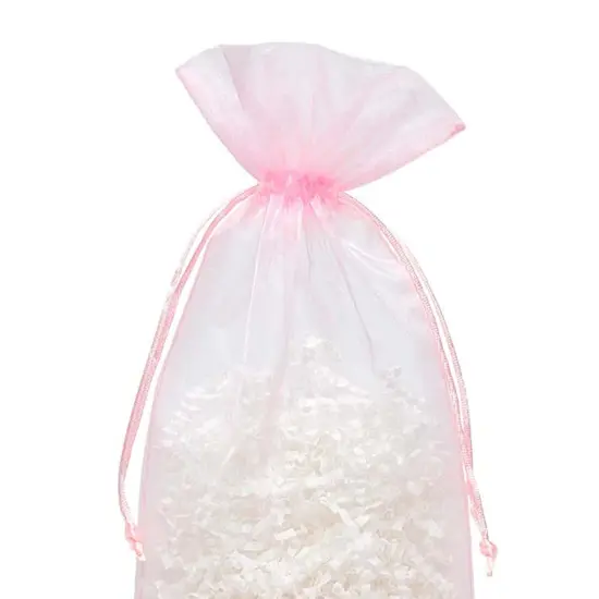 Flat Bottom Organza Bags 5 1/2'' x 11/2'' x 10 1/2'' for Luxurious Gift Wrapping Pink {4}