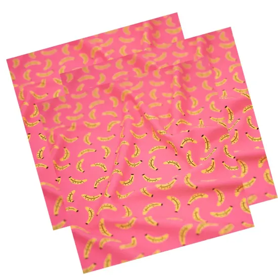 Bananas on Pink Printed Spandex Fabric {4}