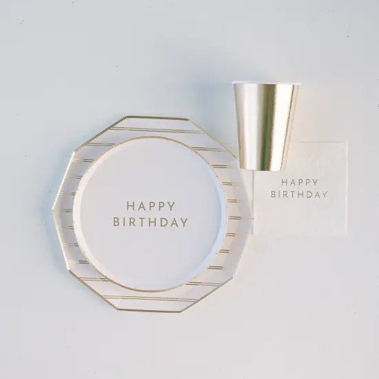 WHITE & GOLD SIGNATURE HAPPY BIRTHDAY SMALL PLATES {2}