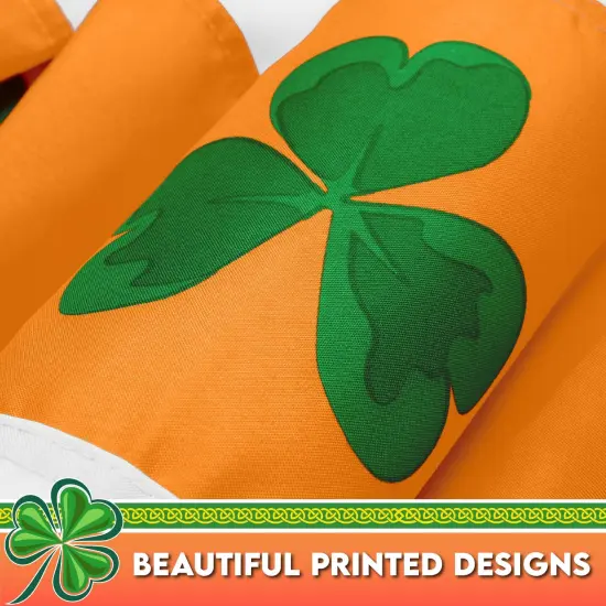 G128 2 Pack: Ireland Irish Shamrock Pleated Fan Flag | 2x4 Ft | Printed 150D Polyester | St. Patrick's Day Decor, Indoor/Outdoor, Vibrant Colors, Brass Grommets {4}