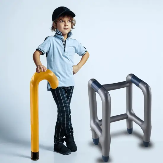 Old Man Inflatable Cane Walking Stick Crutch, Old Age Costume Accessory, Retirement Gag Gift Party Decorations {2}