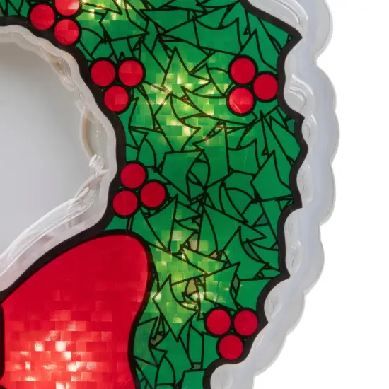 Northlight Lighted Wreath Window Silhouette Christmas Decoration - 11" - Clear Lights Green {7}