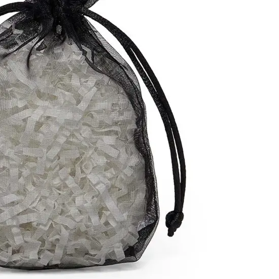 Flat Bottom Organza Bags 3 1/2'' x 1''x 5 1/2'' for Party Favors Black {4}