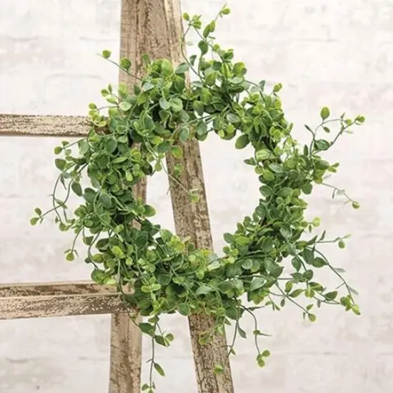 6.5" Seraph Vine Candle Ring with Plastic Green Leaves and Twig Base {3}