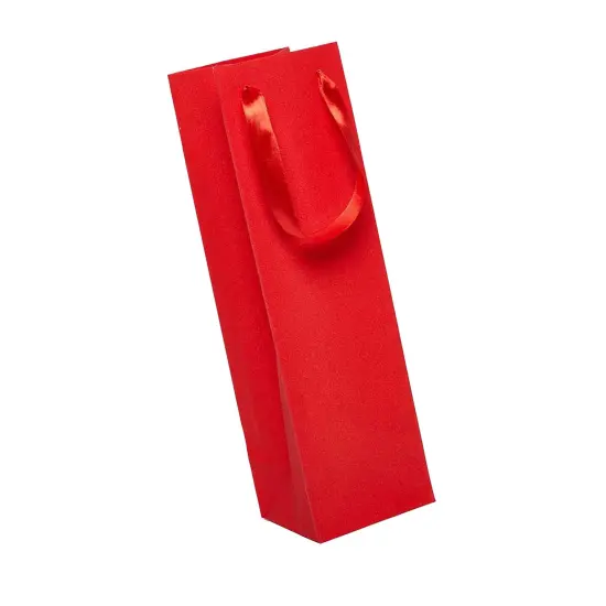 4 1/8'' x 4 1/8'' x 14 1/4'' Glitter Grain Wine Totes for Elegant Packaging Red {5}