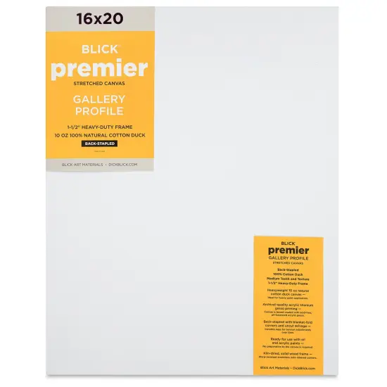Blick Premier Stretched Cotton Canvas - Gallery Profile, Back-Stapled, 16" x 20" {1}