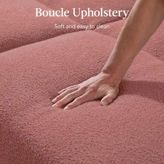 Best Choice Products Curved Convertible Futon, Boucle Fabric Split-Back Sleeper Bed Mauve {6}