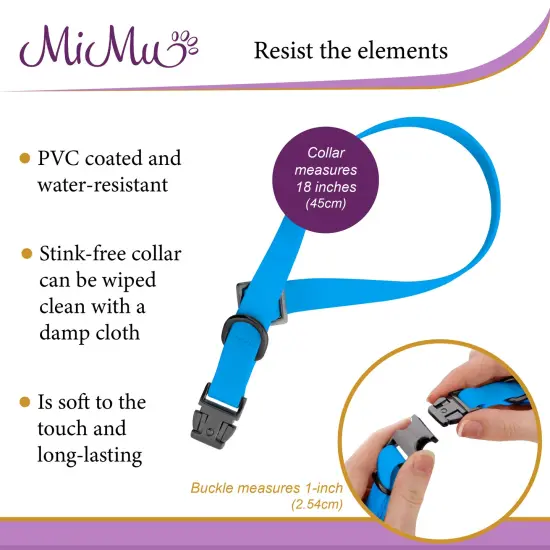 MiMu Small Silicone Dog Collar - Blue 17in Stylish Dog Collar with Clasp Buckle {4}