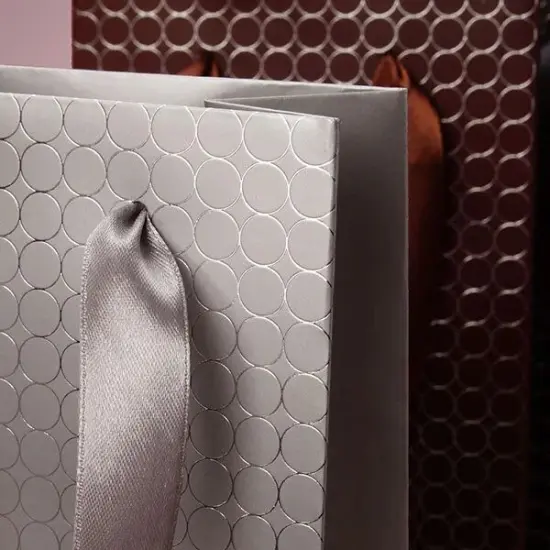 Brown Embossed Dots Wine Bag 14 1/8'' x 4 1/8'' x 14 1/4'' Elegant {5}