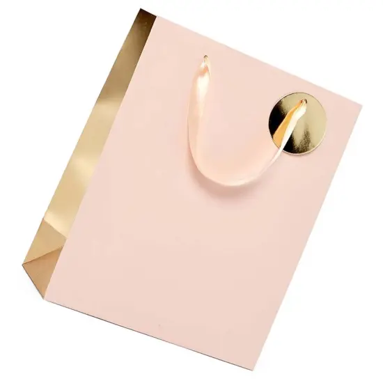 Two-Tone Metallic Totes for Stylish Gift Bags 10 1/4'' x 4 3/4'' x 12 5/8'' Pink {4}