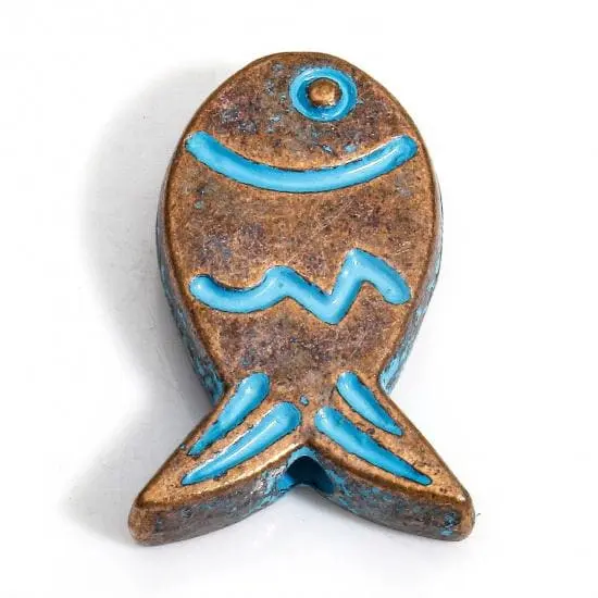 *30* 20x13mm Copper Patina Fish Beads {4}