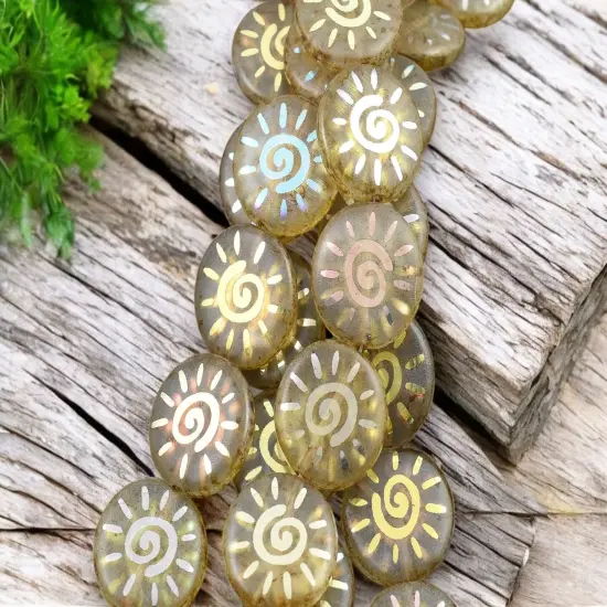 *8* 17mm Crystal Picasso AB Laser Tattoo Sun Coin Beads {5}