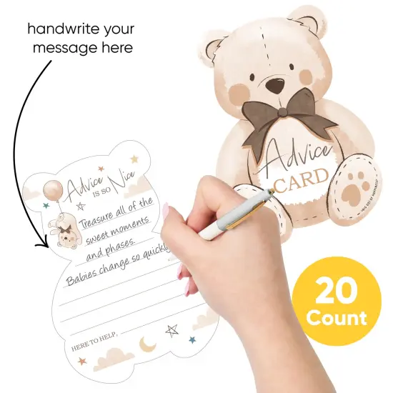 Big Dot of Happiness We Can Bearly Wait - Wish Card Teddy Bear Baby Shower Activities - Shaped Advice Cards Game - Set of 20 {3}