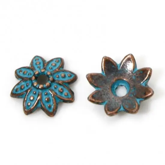 *200* 8mm Copper Patina Bead Caps {4}