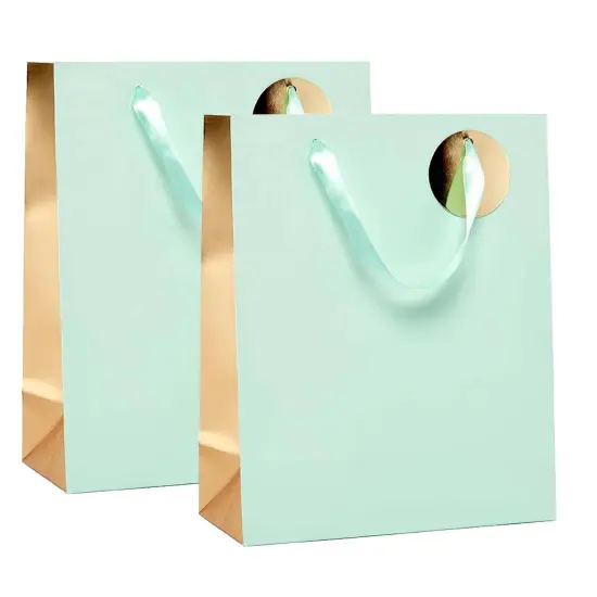 Elegant Two-Tone Metallic Euro Totes Compact 101/4'' x 43/4'' x 125/8'' Mint {6}