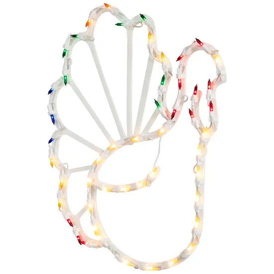 Northlight Lighted Turkey Thanksgiving Window Decoration &ndash; 18" - Multi-Color White {5}
