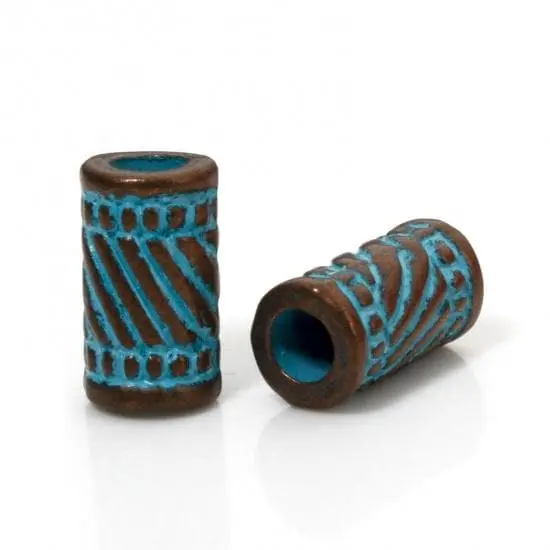 *50* 11x6mm Copper Patina Tube Beads {4}