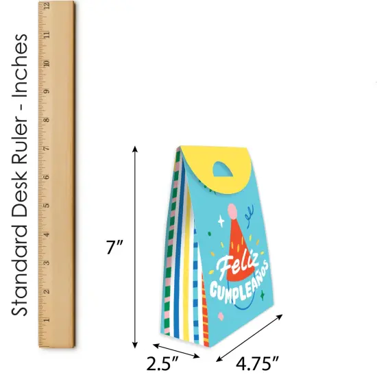 Big Dot of Happiness Feliz Cumpleanos - Happy Birthday Gift Favor Bags - Party Goodie Boxes - Set of 12 {7}