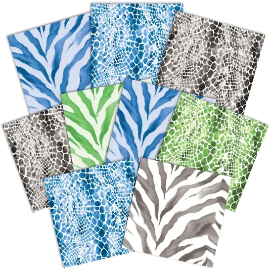 Zebra & Python COLORWAYS PATTERN 12 X12 SCRAPBOOK PAPER SET {2}