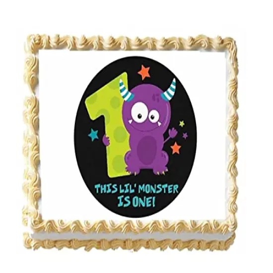 1/4 Sheet Little Monster 1st First Birthday Edible Cake Topper {1}