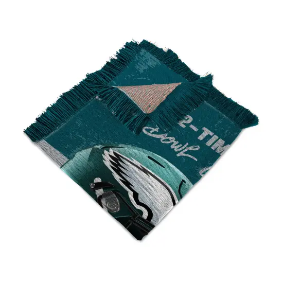 NFL Philadelphia Eagles 2025 Super Bowl LIX Multi Champ Powerhouse Woven Tapestry Throw Blanket 48X60 Inches {5}