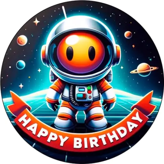 Space Astronaut Themed Edible Icing Sheets- Assorted Image Cake Toppers-Frosting Sheets- Cookies- Cupcake Toppers for 8 inch Round Cake or Larger {1}