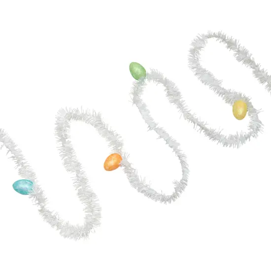 Northlight Tinsel Garland with Easter Eggs - 25' - White {3}