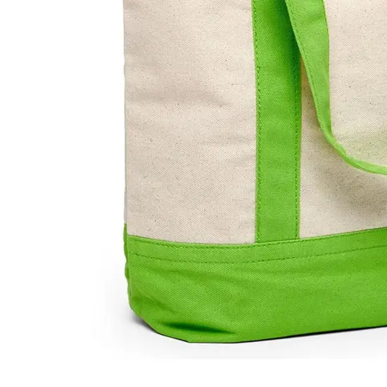 Functional Canvas Tote Bag with Two-Tone Accent 14 5/16" x 4 1/4" x 12 1/2" Lime / Natural {4}