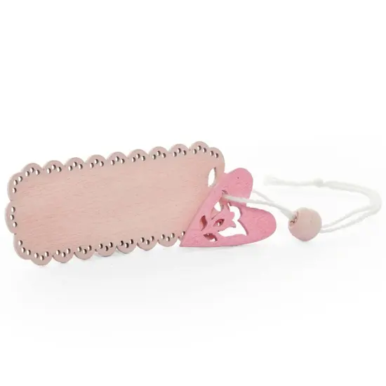 Pre-Strung Wooden Pink Tags 1'' X 2 1/2'' Durable Design {5}