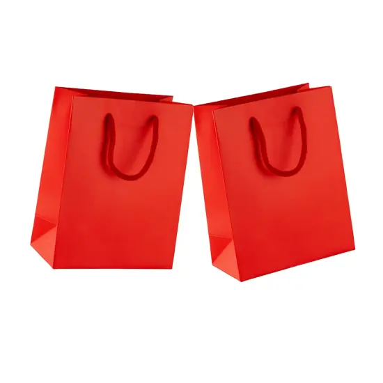 Perfect Gift Packaging with Glossy Euro Totes 9 3/4'' x 4 '' x 7 3/4'' Red {2}